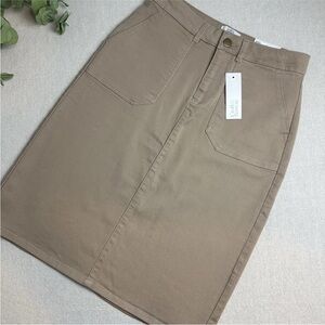 Croft & Barrow Below Knee Pencil Skirt Tan Modest Cotton Women’s Size 4 NWT